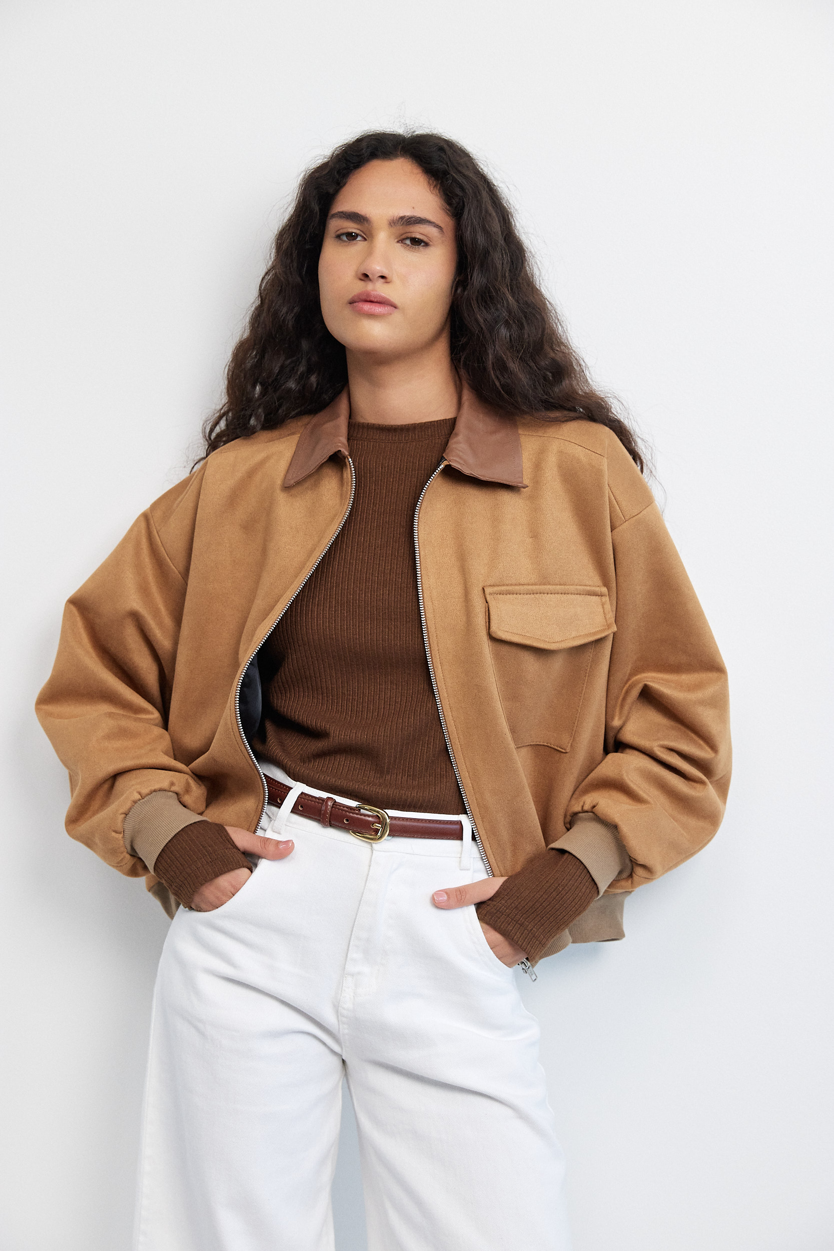 Bomber Jacket – ג'קט בומבר זמש חום