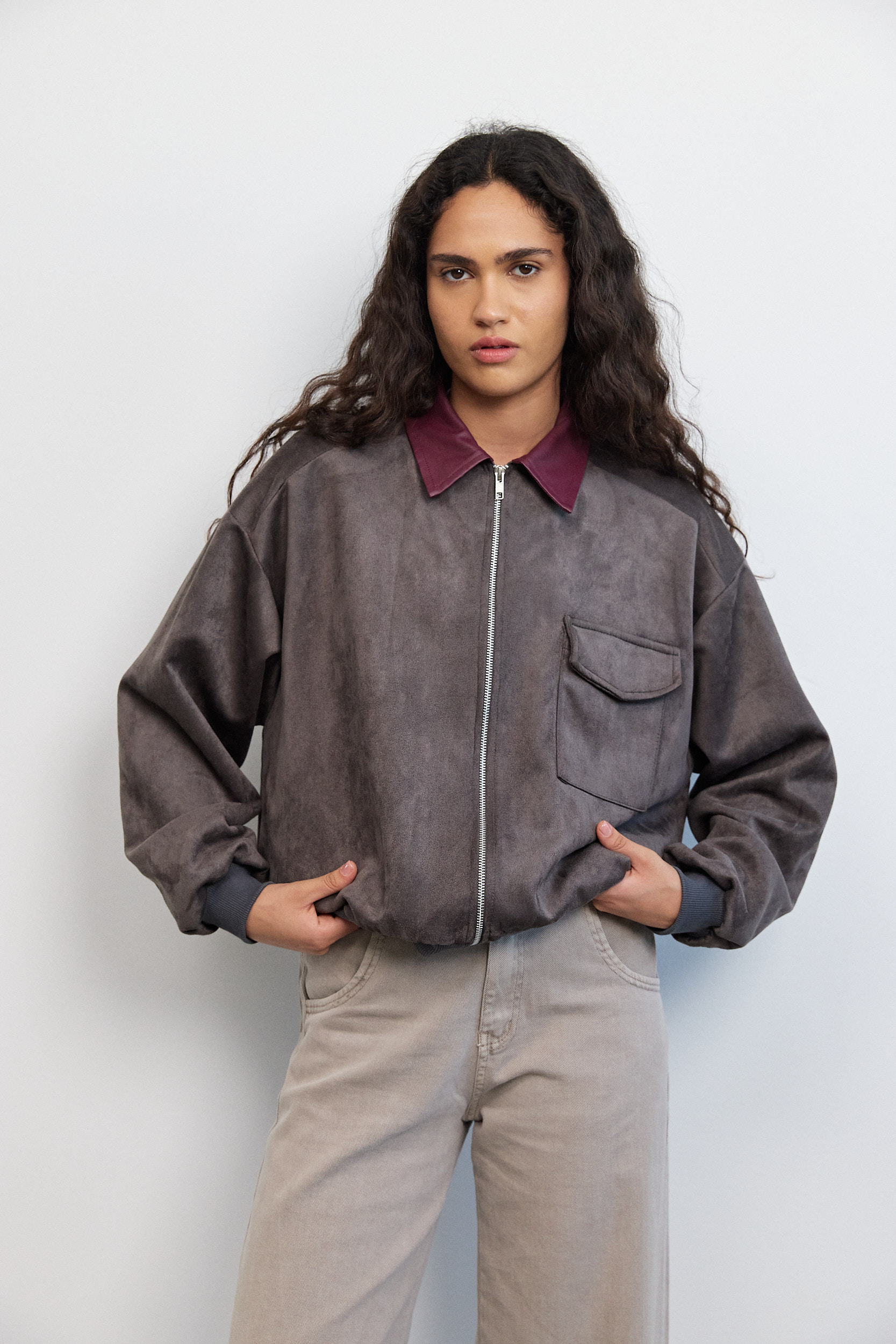 Bomber Jacket – ג'קט בומבר זמש אפור